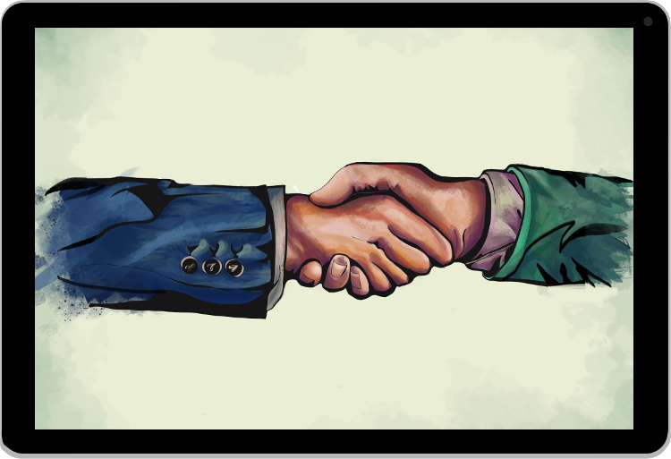 Painting of shaking hands
